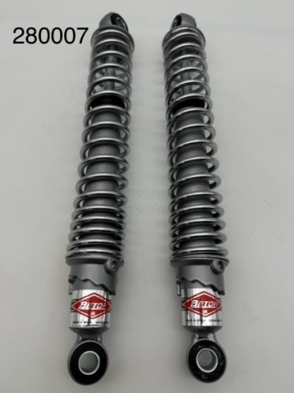 Betor shock absorber, grey body; chrome spring.