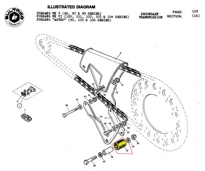 Casquillo guia cadena Bultaco Pursang - Imagen 2